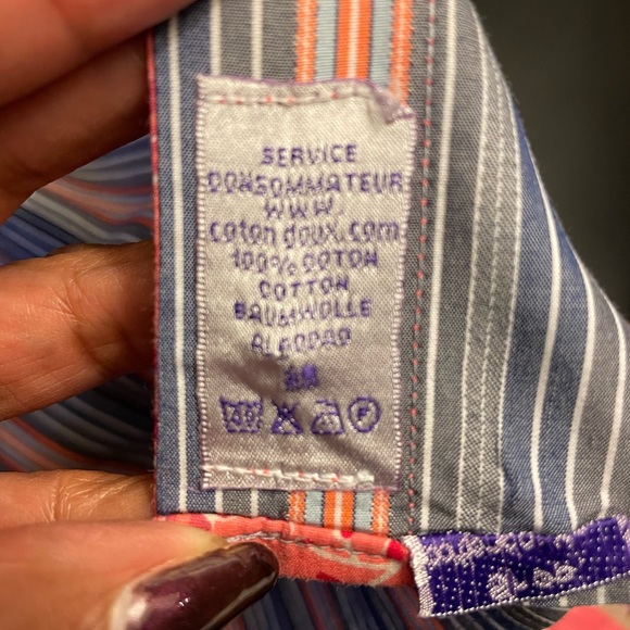 Coton Doux styled in France men’s fitted blue and orange striped‎ shirt - Picture 10 of 10